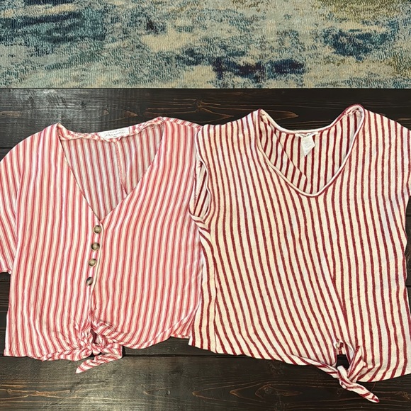 Striped Red Blouses - Picture 1 of 5